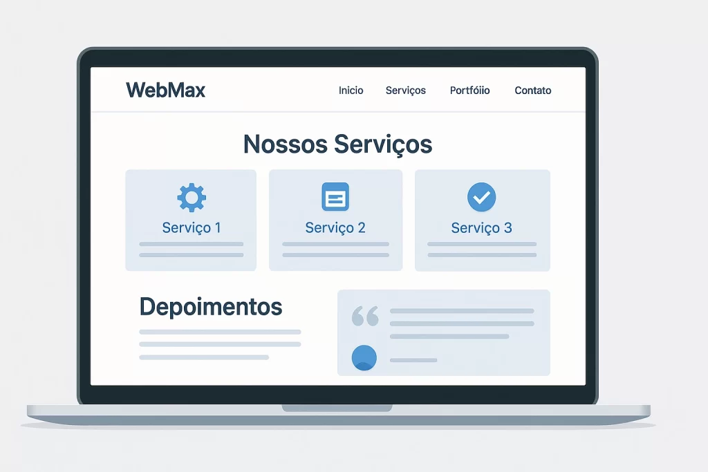 Site profissional para gerar vendas: checklist com 10 itens que não podem faltar em 2025 - Renoma Digital monitor exibindo site profissional para gerar vendas com menu intuitivo e estrutura clara