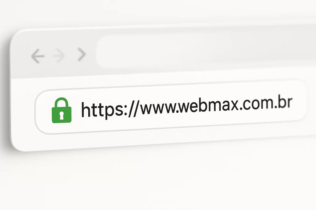 Site profissional para gerar vendas: checklist com 10 itens que não podem faltar em 2025 - Renoma Digital barra de endereço com HTTPS e cadeado verde de site profissional para gerar vendas