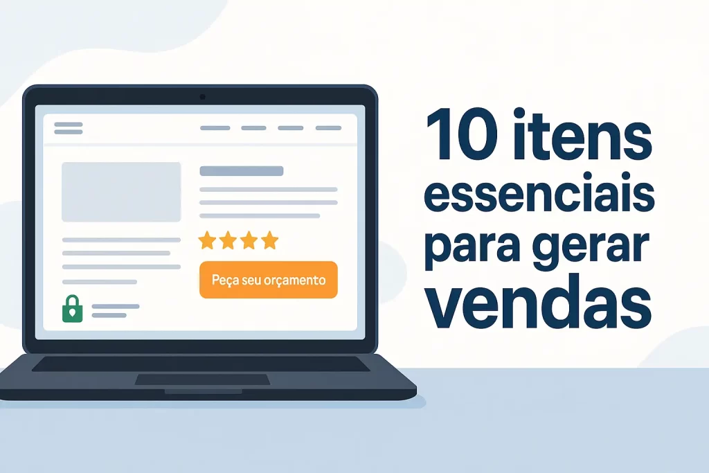 Site profissional para gerar vendas: checklist com 10 itens que não podem faltar em 2025 - Renoma Digital imagem de destaque com notebook mostrando site profissional responsivo e texto 10 itens essenciais para gerar vendas